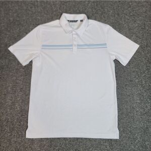 Travis Mathew Dolphin Cruise  Mens M White Blue Performance Golf Polo Shirt